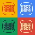 Pop art line Binary code icon isolated on color background. Vector