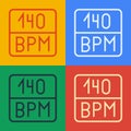 Pop art line Bitrate icon isolated on color background. Music speed. Sound quality. Vector Royalty Free Stock Photo