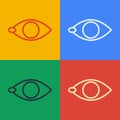 Pop art line Blindness icon isolated on color background. Blind sign. Vector