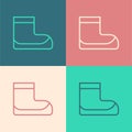 Pop art line Boots icon isolated on color background. Diving underwater equipment. Vector