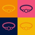 Pop art line Bracelet jewelry icon isolated on color background. Bangle sign. Vector