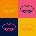 Pop art line Bracelet jewelry icon isolated on color background. Bangle sign. Vector