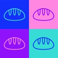 Pop art line Bread loaf icon isolated on color background. Vector Royalty Free Stock Photo