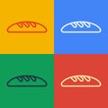Pop art line Bread loaf icon isolated on color background. Vector Illustration Royalty Free Stock Photo