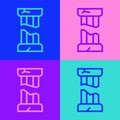 Pop art line Broken ancient column icon isolated on color background. Vector Royalty Free Stock Photo