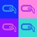 Pop art line Car rearview mirror icon isolated on color background. Vector Illustration