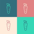 Pop art line Carrot icon isolated on color background. Vector