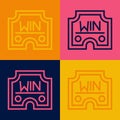 Pop art line Casino win icon isolated on color background. Vector
