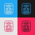 Pop art line Cassette tape player icon isolated on color background. Vintage audio tape recorder. Vector Royalty Free Stock Photo