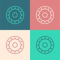 Pop art line Chakra icon isolated on color background. Vector