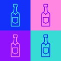 Pop art line Champagne bottle icon isolated on color background. Vector Royalty Free Stock Photo