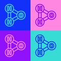 Pop art line Chemical formula for water drops H2O shaped icon isolated on color background. Vector Illustration Royalty Free Stock Photo