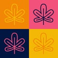 Pop art line Chestnut leaf icon isolated on color background. Vector