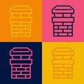 Pop art line Chimney icon isolated on color background. Vector Royalty Free Stock Photo