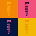 Pop art line Clarinet icon isolated on color background. Musical instrument. Vector