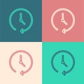 Pop art line Clock icon isolated on color background. Time symbol. Vector Royalty Free Stock Photo