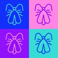 Pop art line Clothes moth icon isolated on color background. Vector