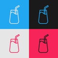 Pop art line Cocktail and alcohol drink icon isolated on color background. Vector Royalty Free Stock Photo