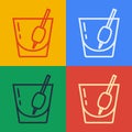 Pop art line Cocktail Bloody Mary icon isolated on color background. Vector Royalty Free Stock Photo