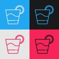 Pop art line Cocktail icon isolated on color background. Vector Royalty Free Stock Photo