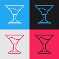 Pop art line Cocktail icon isolated on color background. Vector Royalty Free Stock Photo