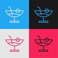 Pop art line Cocktail icon isolated on color background. Vector Royalty Free Stock Photo