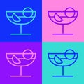 Pop art line Cocktail icon isolated on color background. Vector Illustration Royalty Free Stock Photo