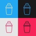Pop art line Cocktail shaker icon isolated on color background. Vector Royalty Free Stock Photo