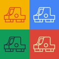 Pop art line Collimator sight icon isolated on color background. Sniper scope crosshairs. Vector