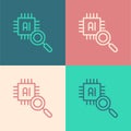 Pop art line Computer processor with microcircuits CPU icon isolated on color background. Chip or cpu with circuit board Royalty Free Stock Photo