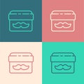 Pop art line Cream or lotion cosmetic jar icon isolated on color background. Body care products for men. Vector