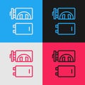 Pop art line Crematorium icon isolated on color background. Vector
