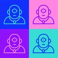 Pop art line Cyclops icon isolated on color background. Vector