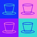 Pop art line Cylinder hat icon isolated on color background. Vector