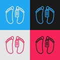 Pop art line Dead body with an identity tag attached in the feet in a morgue of a hospital icon isolated on color Royalty Free Stock Photo