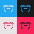 Pop art line Dead body in the morgue icon on color background. Vector