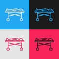 Pop art line Dead body in the morgue icon on color background. Vector