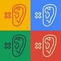 Pop art line Deafness icon isolated on color background. Deaf symbol. Hearing impairment. Vector