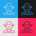 Pop art line Deafness icon isolated on color background. Deaf symbol. Hearing impairment. Vector