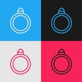 Pop art line Diamond engagement ring icon isolated on color background. Vector