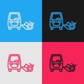 Pop art line Disabled car icon isolated on color background. Vector