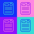 Pop art line Dossier folder icon isolated on color background. Vector