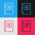 Pop art line Electrical panel icon isolated on color background. Vector