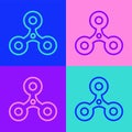 Pop art line Fidget spinner icon isolated on color background. Stress relieving toy. Trendy hand spinner. Vector