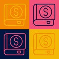 Pop art line Financial book icon isolated on color background. Vector