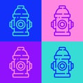 Pop art line Fire hydrant icon isolated on color background. Vector Illustration Royalty Free Stock Photo