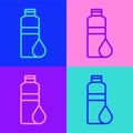 Pop art line Fitness shaker icon isolated on color background. Sports shaker bottle with lid for water and protein cocktails. Royalty Free Stock Photo
