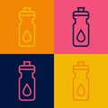 Pop art line Fitness shaker icon isolated on color background. Sports shaker bottle with lid for water and protein Royalty Free Stock Photo