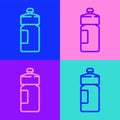 Pop art line Fitness shaker icon isolated on color background. Sports shaker bottle with lid for water and protein Royalty Free Stock Photo