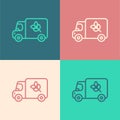 Pop art line Flour truck icon isolated on color background. Vector